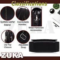 ZUKA PU Leather Sling Cross Body Travel Office Business Messenger One Side Shoulder Bag for Men Women (Black) (Black)-thumb3