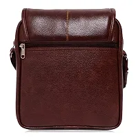 ZUKA PU Leather Sling Cross Body Travel Office Business Messenger One Side Shoulder Bag for Men Women (Brown)-thumb2