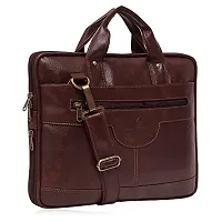ZUKA PU Leather 15.5 inch Laptop Messenger Organizer Bag/Shoulder Sling Office Bag for Men & Women (Brown)-thumb4