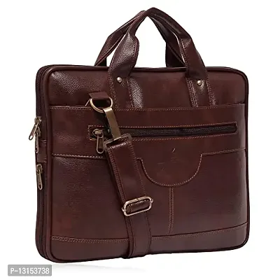 ZUKA PU Leather 15.5 inch Laptop Messenger Organizer Bag/Shoulder Sling Office Bag for Men & Women (Brown)-thumb5