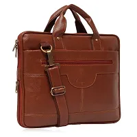 ZUKA PU Leather 15.5 inch Laptop Messenger Organizer Bag/Shoulder Sling Office Bag for Men & Women (Tan)-thumb3