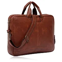 ZUKA PU Leather 15.6 inch Laptop Messenger Organizer Bag/Shoulder Sling Office Bag for Men & Women (Black) (Tan)-thumb1