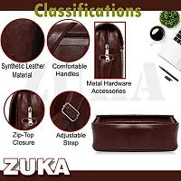 ZUKA PU Leather Sling Cross Body Travel Office Business Messenger One Side Shoulder Bag for Men Women (Black) (Brown) (Brown)-thumb4