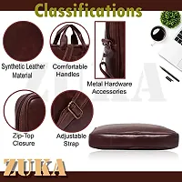 ZUKA PU Leather 15.6 inch Laptop Messenger Organizer Bag/Shoulder Sling Office Bag for Men & Women (Black) (Brown)-thumb1