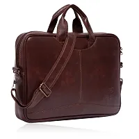 ZUKA PU Leather 15.6 inch Laptop Messenger Organizer Bag/Shoulder Sling Office Bag for Men & Women (Black) (Brown)-thumb3