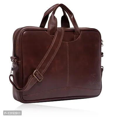 ZUKA PU Leather 15.6 inch Laptop Messenger Organizer Bag/Shoulder Sling Office Bag for Men & Women (Black) (Brown)-thumb4