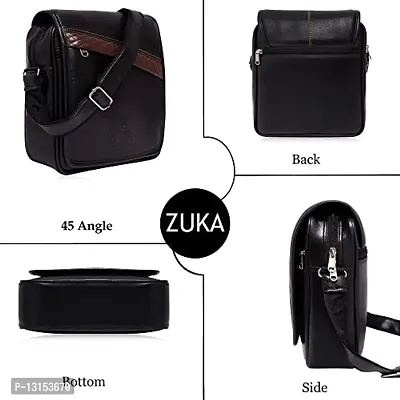 ZUKA PU Leather Sling Cross Body Travel Office Business Messenger One Side Shoulder Bag for Men Women (Black)-thumb5