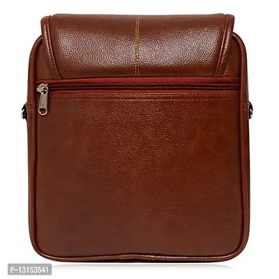 ZUKA PU Leather Sling Cross Body Travel Office Business Messenger One Side Shoulder Bag for Men Women (Black) (Tan)-thumb5