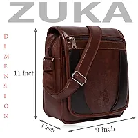 ZUKA PU Leather Sling Cross Body Travel Office Business Messenger One Side Shoulder Bag for Men Women (Black) (Brown) (Brown)-thumb3