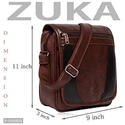 ZUKA PU Leather Sling Cross Body Travel Office Business Messenger One Side Shoulder Bag for Men Women (Black) (Brown) (Brown)-thumb4