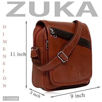 ZUKA PU Leather Sling Cross Body Travel Office Business Messenger One Side Shoulder Bag for Men Women (Tan)-thumb4