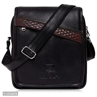 ZUKA PU Leather Sling Cross Body Travel Office Business Messenger One Side Shoulder Bag for Men Women (Black)-thumb0