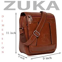 ZUKA Casual Crossbody Synthetic Leather Men Sling Bag (Tan)-thumb2