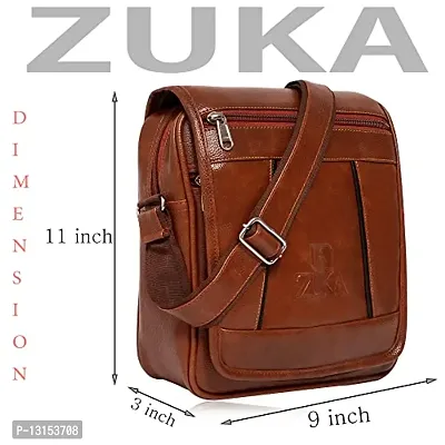ZUKA Casual Crossbody Synthetic Leather Men Sling Bag (Tan)-thumb3