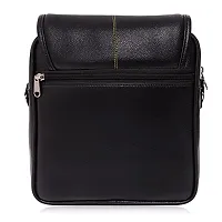 ZUKA PU Leather Sling Cross Body Travel Office Business Messenger One Side Shoulder Bag for Men Women (Black) (Black)-thumb2