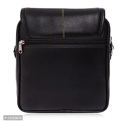 ZUKA PU Leather Sling Cross Body Travel Office Business Messenger One Side Shoulder Bag for Men Women (Black) (Black)-thumb3