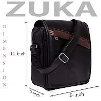 ZUKA PU Leather Sling Cross Body Travel Office Business Messenger One Side Shoulder Bag for Men Women (Black)-thumb1