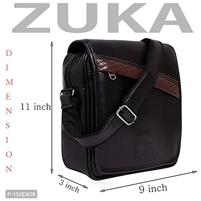 ZUKA PU Leather Sling Cross Body Travel Office Business Messenger One Side Shoulder Bag for Men Women (Black)-thumb2