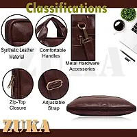 ZUKA PU Leather 15.5 inch Laptop Messenger Organizer Bag/Shoulder Sling Office Bag for Men & Women (Brown)-thumb1