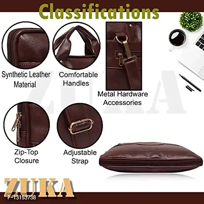 ZUKA PU Leather 15.5 inch Laptop Messenger Organizer Bag/Shoulder Sling Office Bag for Men & Women (Brown)-thumb2