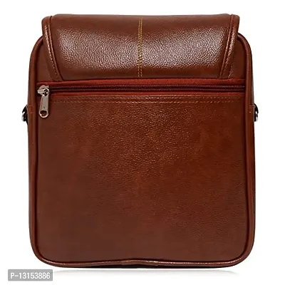 ZUKA PU Leather Sling Cross Body Travel Office Business Messenger One Side Shoulder Bag for Men Women (Tan)-thumb5