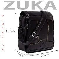 ZUKA PU Leather Sling Cross Body Travel Office Business Messenger One Side Shoulder Bag for men and women (Black)-thumb3