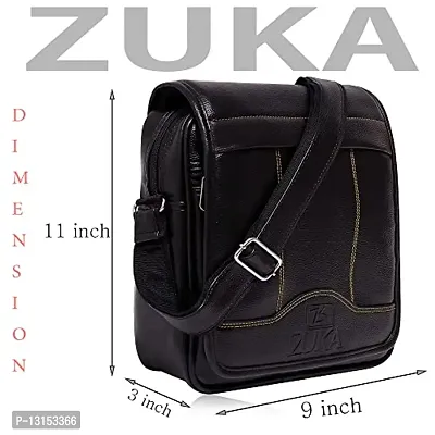 ZUKA PU Leather Sling Cross Body Travel Office Business Messenger One Side Shoulder Bag for men and women (Black)-thumb4