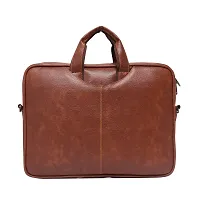 ZUKA PU Leather 15.6 inch Laptop Messenger Organizer Bag/Shoulder Sling Office Bag for Men & Women (Black) (Tan)-thumb2