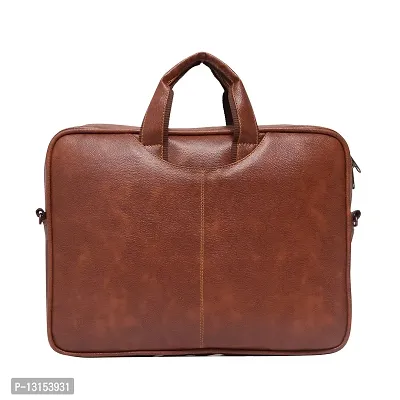 ZUKA PU Leather 15.6 inch Laptop Messenger Organizer Bag/Shoulder Sling Office Bag for Men & Women (Black) (Tan)-thumb3