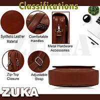 ZUKA PU Leather Sling Cross Body Travel Office Business Messenger One Side Shoulder Bag for Men Women (Tan)-thumb1