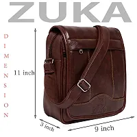 ZUKA PU Leather Sling Cross Body Travel Office Business Messenger One Side Shoulder Bag for men and women (Brown)-thumb3