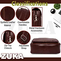 ZUKA PU Leather Sling Cross Body Travel Office Business Messenger One Side Shoulder Bag for Men Women (Black) (Brown)-thumb4