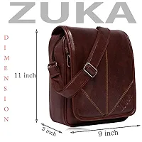 ZUKA PU Leather Sling Cross Body Travel Office Business Messenger One Side Shoulder Bag for Men Women (Black) (Brown)-thumb3