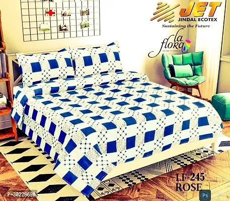 Comfortable Cotton Printed Double Size 1 Bedsheet With 2 Pillowcovers-thumb0