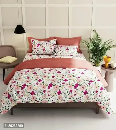 Comfortable Cotton Printed Double Size 1 Bedsheet With 2 Pillowcovers-thumb0