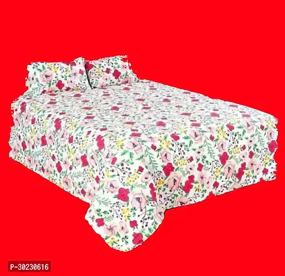 Comfortable Cotton Printed Double Size 1 Bedsheet With 2 Pillowcovers-thumb0