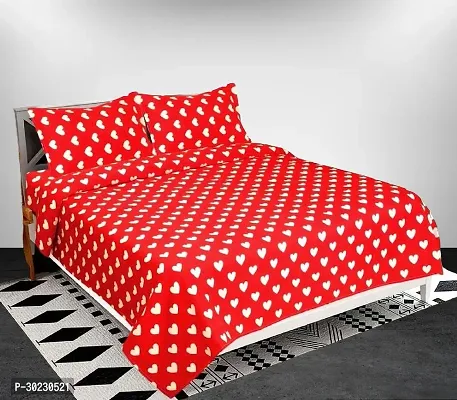 Comfortable Microfiber Geometric Double Size 1 Bedsheet With 2 Pillowcovers-thumb0