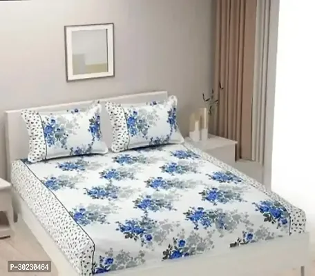 Comfortable Cotton Printed Double Size 1 Bedsheet With 2 Pillowcovers-thumb0