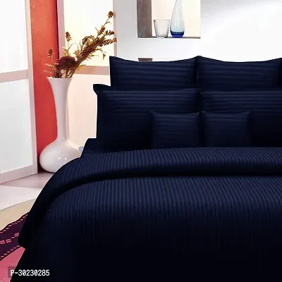 Comfortable Cotton Striped King Size 1 Bedsheet With 2 Pillowcovers