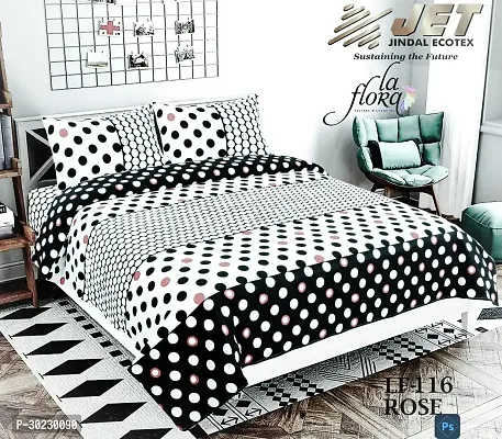 Comfortable Cotton Printed Double Size 1 Bedsheet With 2 Pillowcovers-thumb0