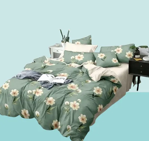 Printed Glace Cotton Double Bedsheet with 2 Pillow Cover