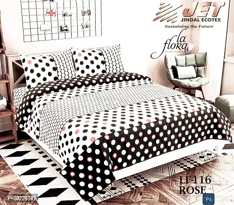 Comfortable Cotton Printed Double Size 1 Bedsheet With 2 Pillowcovers-thumb0