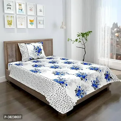 Comfortable Cotton Printed Double Size 1 Bedsheet With 2 Pillowcovers-thumb0