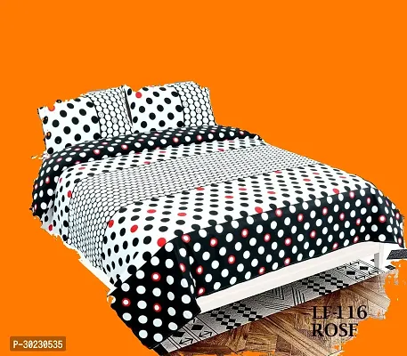 Comfortable Cotton Printed Double Size 1 Bedsheet With 2 Pillowcovers-thumb0