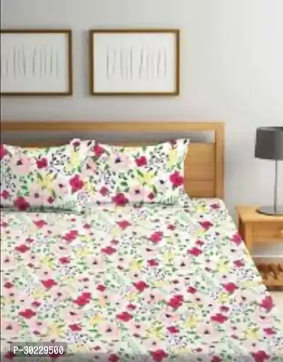 Comfortable Cotton Printed Double Size 1 Bedsheet With 2 Pillowcovers