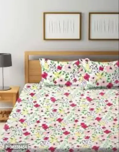 Comfortable Cotton Printed Double Size 1 Bedsheet With 2 Pillowcovers