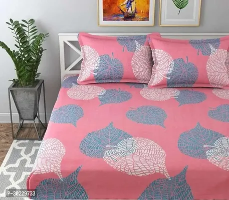 Comfortable Cotton Printed Double Size 1 Bedsheet With 2 Pillowcovers-thumb0