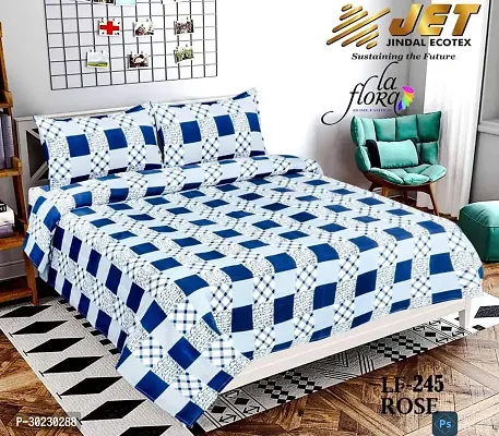 Comfortable Cotton Printed Double Size 1 Bedsheet With 2 Pillowcovers-thumb0