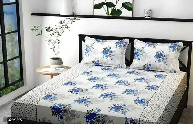 Comfortable Cotton Printed Double Size 1 Bedsheet With 2 Pillowcovers