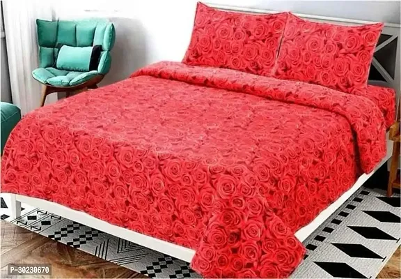 Comfortable Cotton Printed Double Size 1 Bedsheet With 2 Pillowcovers-thumb0